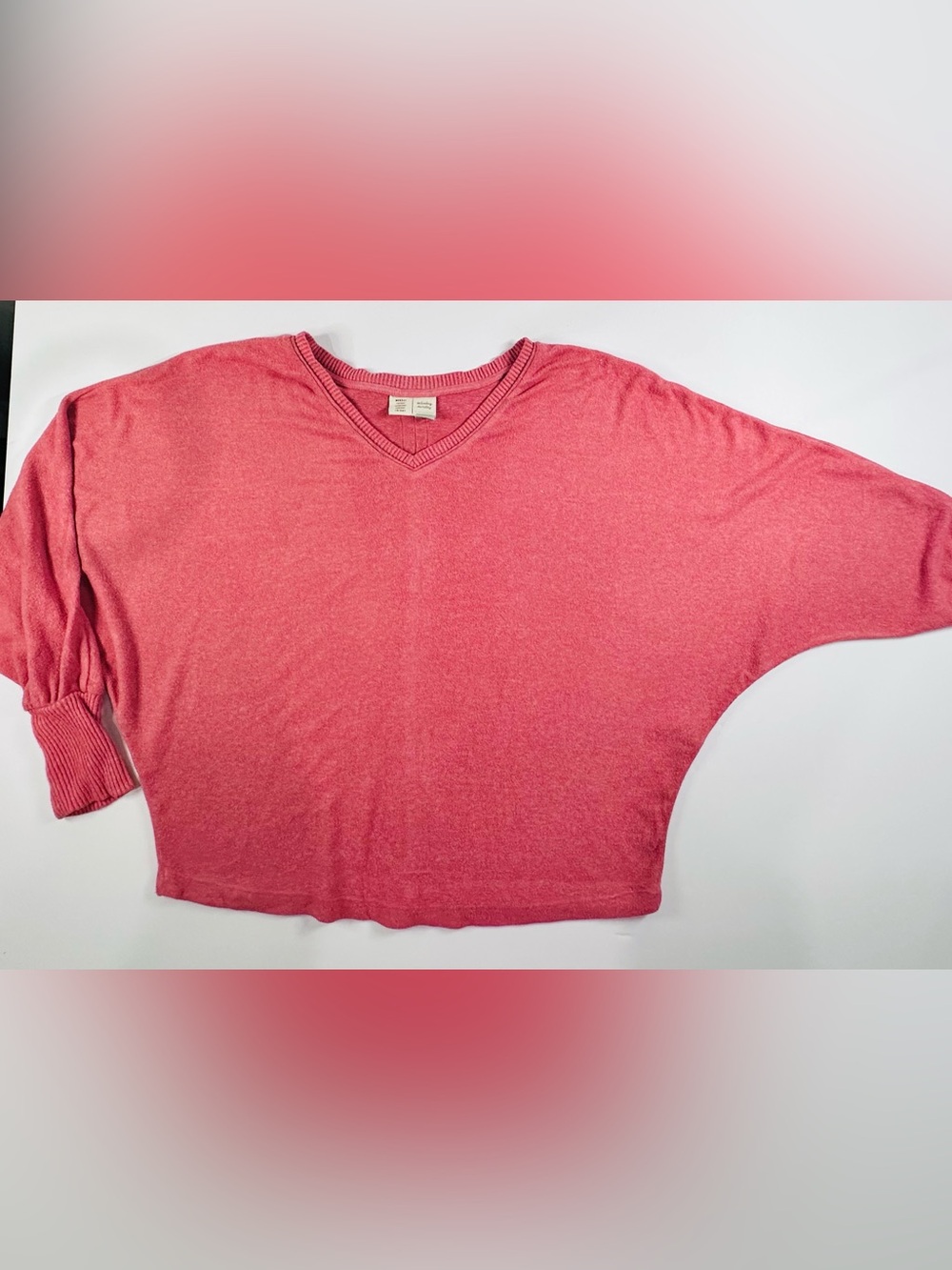 Saturday Sunday by Anthropologie Coral Batwing V-Neck Pullover Sweater